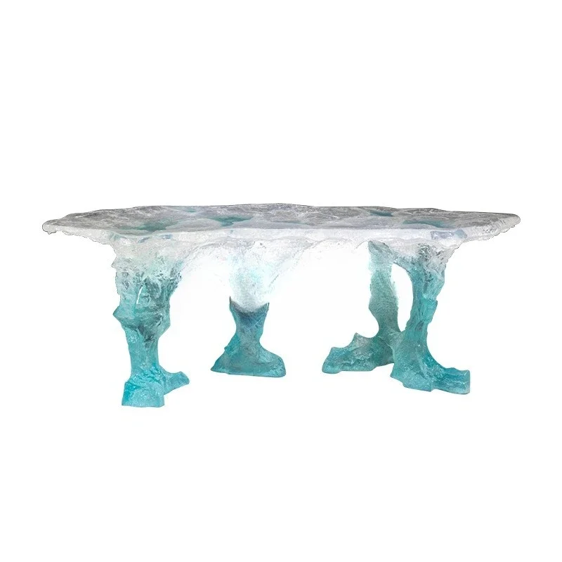 

Transparent resin Iceland crystal double peak tea table Italian tea table villa living room water ripple