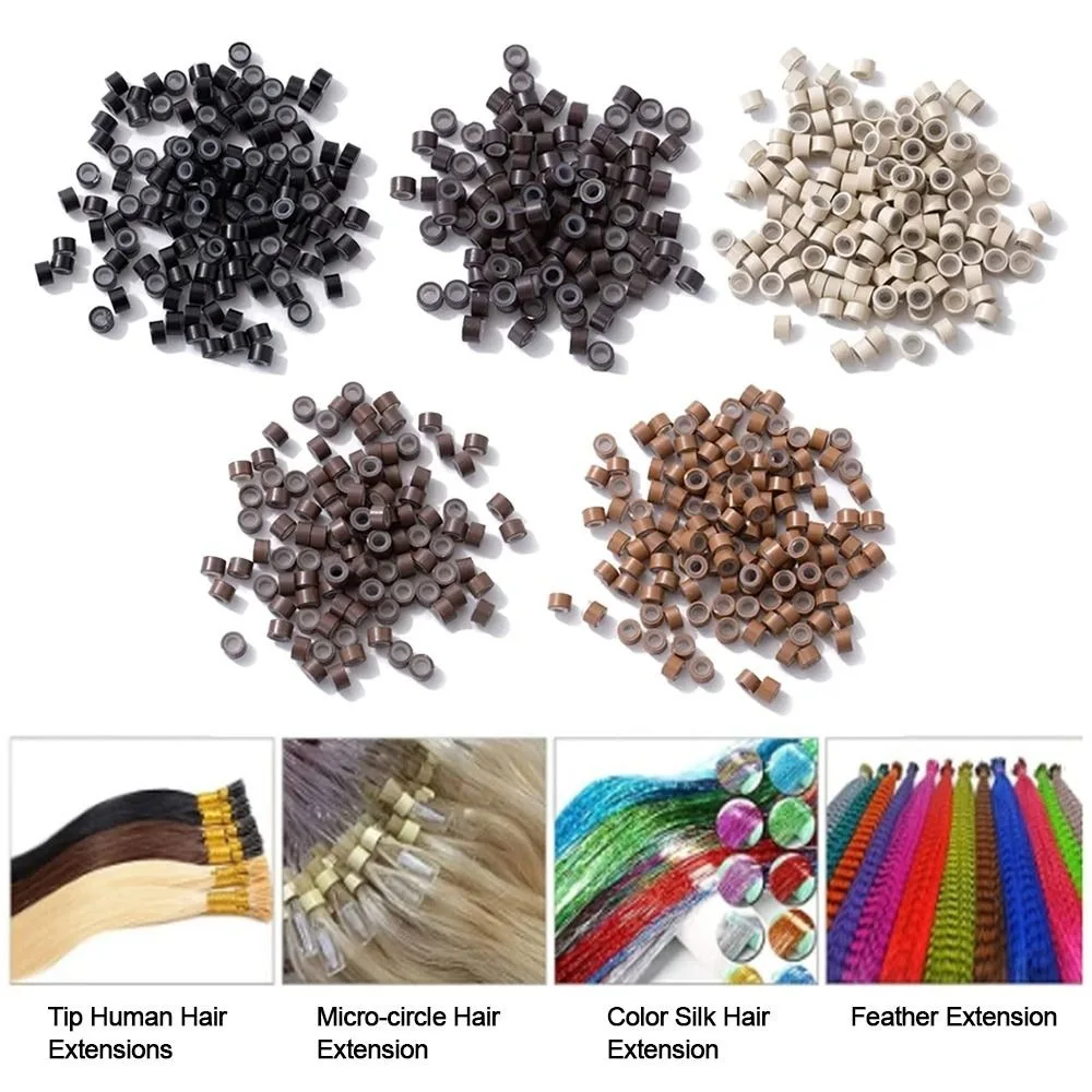 500pcs Silicone Nano Hair Rings Beads 5 Colors Hair Extension Tools Nano Ring Micro Beads Links Bead Linkies