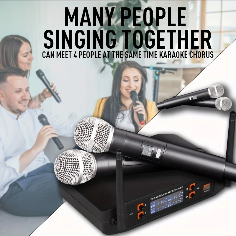

LMBGM-D4 Professional 4-channel handheld microphone system for party karaoke church performance conference