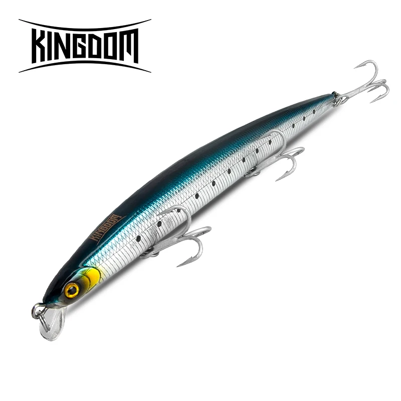 Kingdom Isca-señuelo de pesca Artificial, 180mm, 29/33g, flotante y hundido, pesca de Lucio de fundición larga, SwimBait para curricán, lubina
