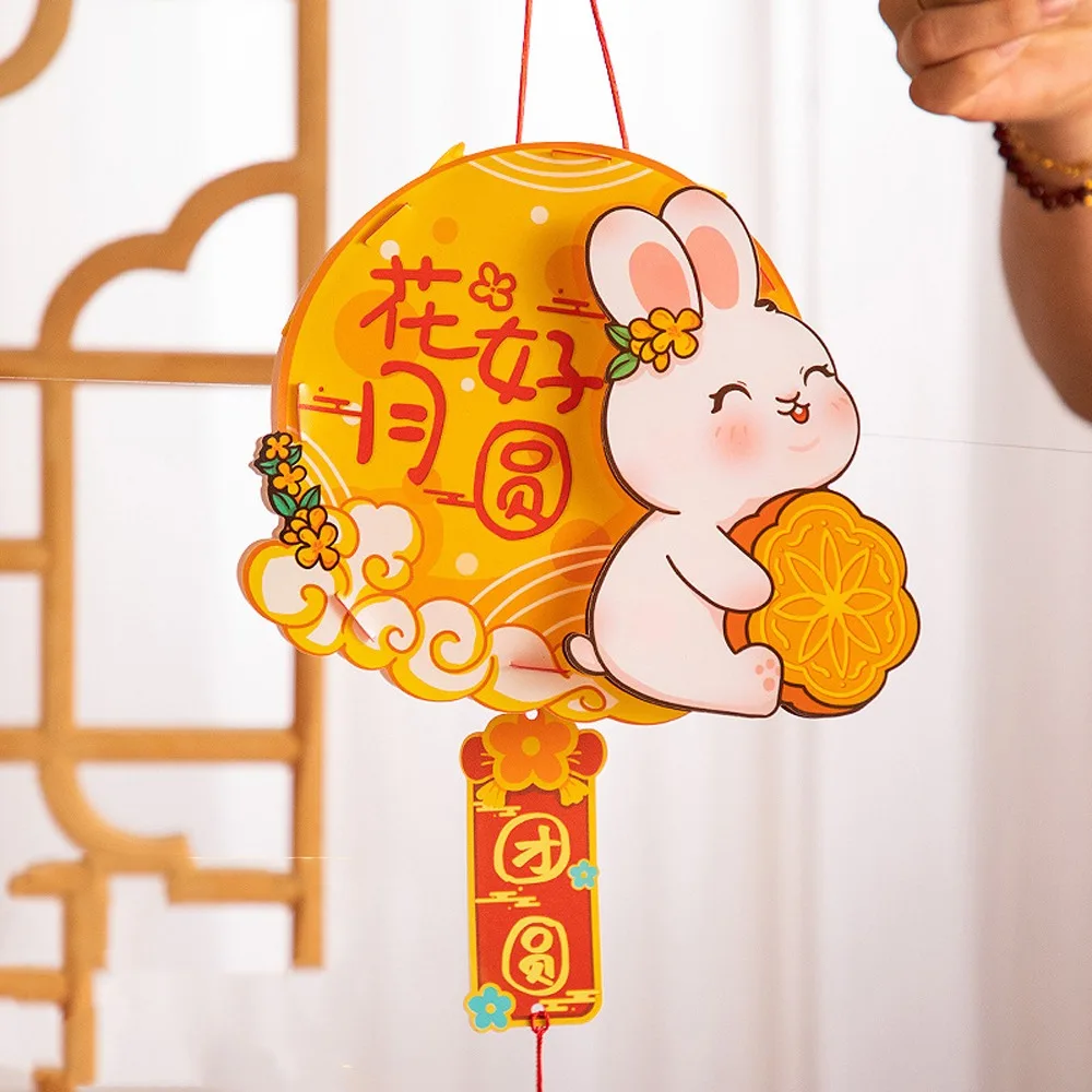 

Chinese Style Mid-Autumn Rabbit Lantern Cartoon Handmade LED Lantern Toys Traditional Craft with Tassel Handheld Rabbit Lantern