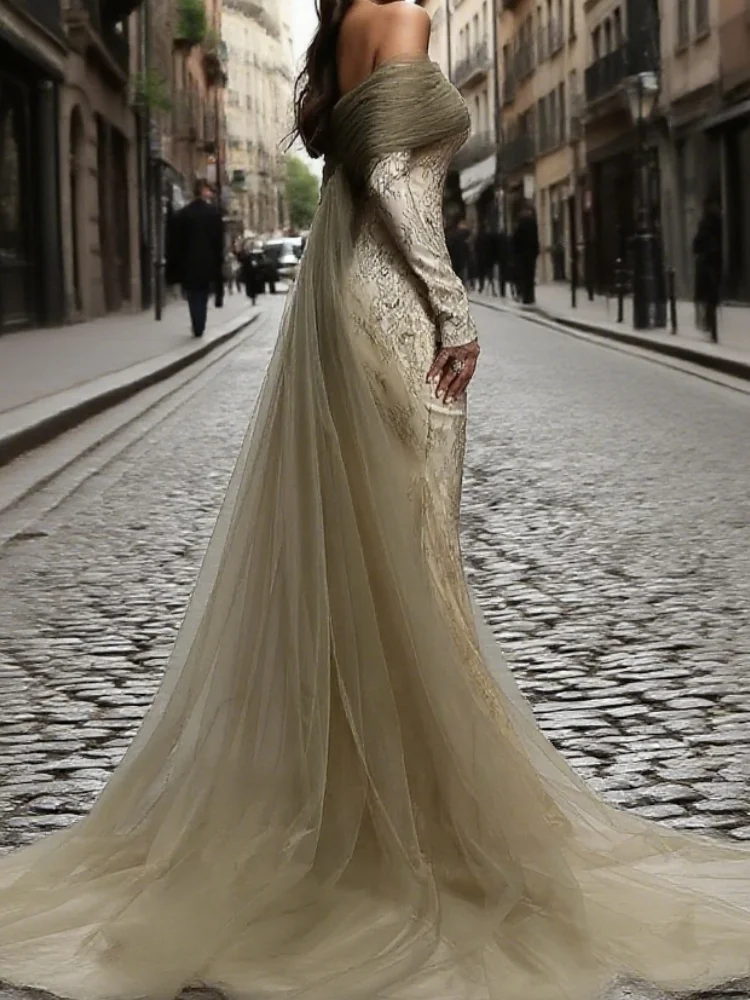 Abito da ballo personalizzato Colonna con spalle scoperte Gonne lunghe fino al pavimento Tulle Abiti da cerimonia su misura Abito formale da sera Saud