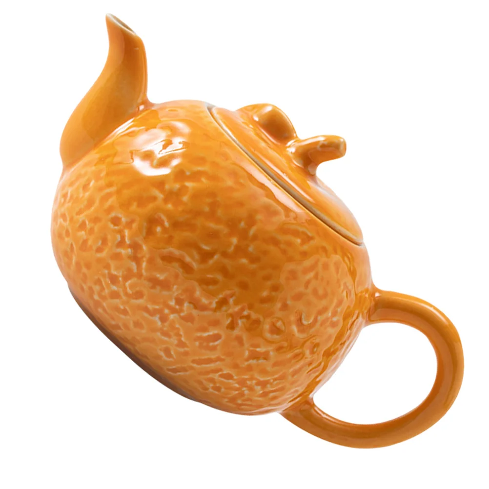 

Retro Ceramic Teapot Orange Shaped Small Tea Kettle for Hot Iced Tea Coffee Brewing Household Portable Travel Teaware