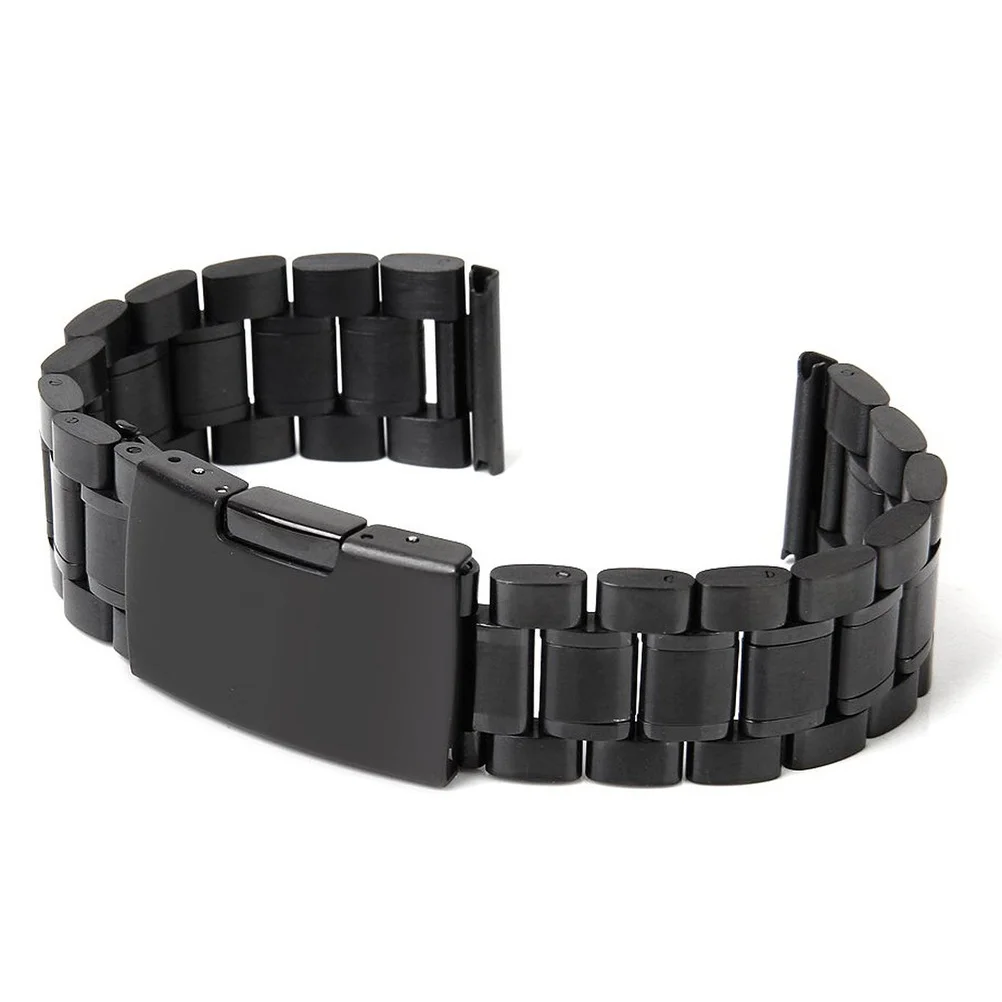 

2pcs 20Mm Stainless Steel Watch Band Straight End Black 165Mm Length 3.5Mm Thick Solid Links Foldover Clasp Replacement Strap