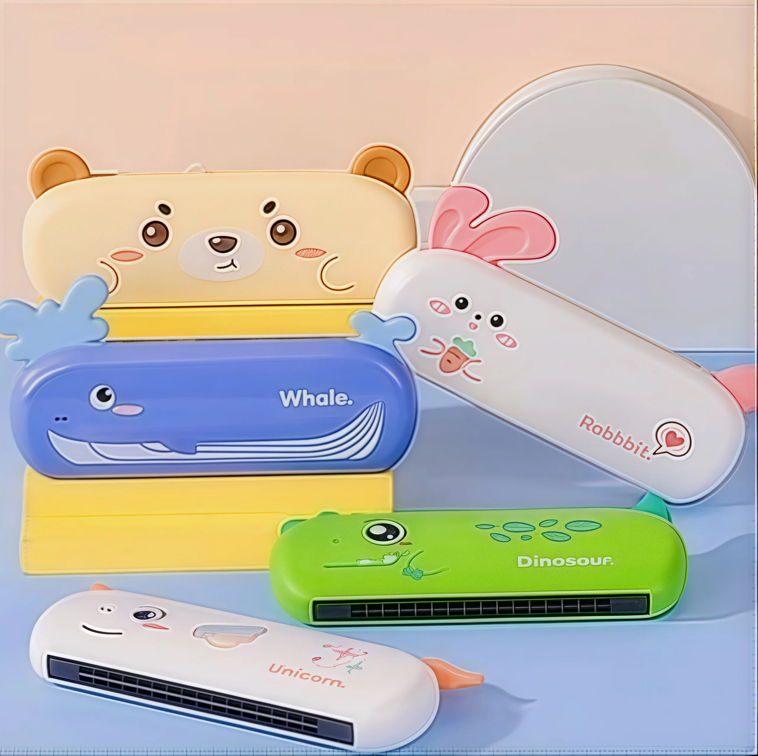 Children's cartoon harmonica beginner's entry-level blowing instrument lung capacity training baby early education instrument