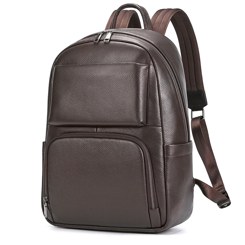 2026 Hot Fashion Genuine Leather Backpack Real Cowskin Travel Backpacks Men Women Daypack Black Brown Bagpack Bag For School