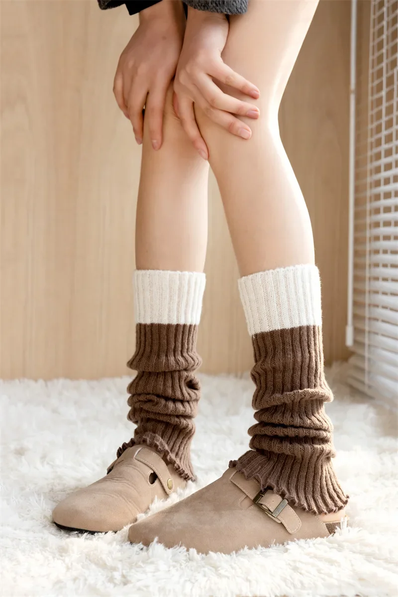 Y2K Women's Leg Warmers Japanese Lolita Long Socks Wool Knitted Foot Cover Arm Warmer Autumn Winter Crochet Heap Sock Boot Cuffs