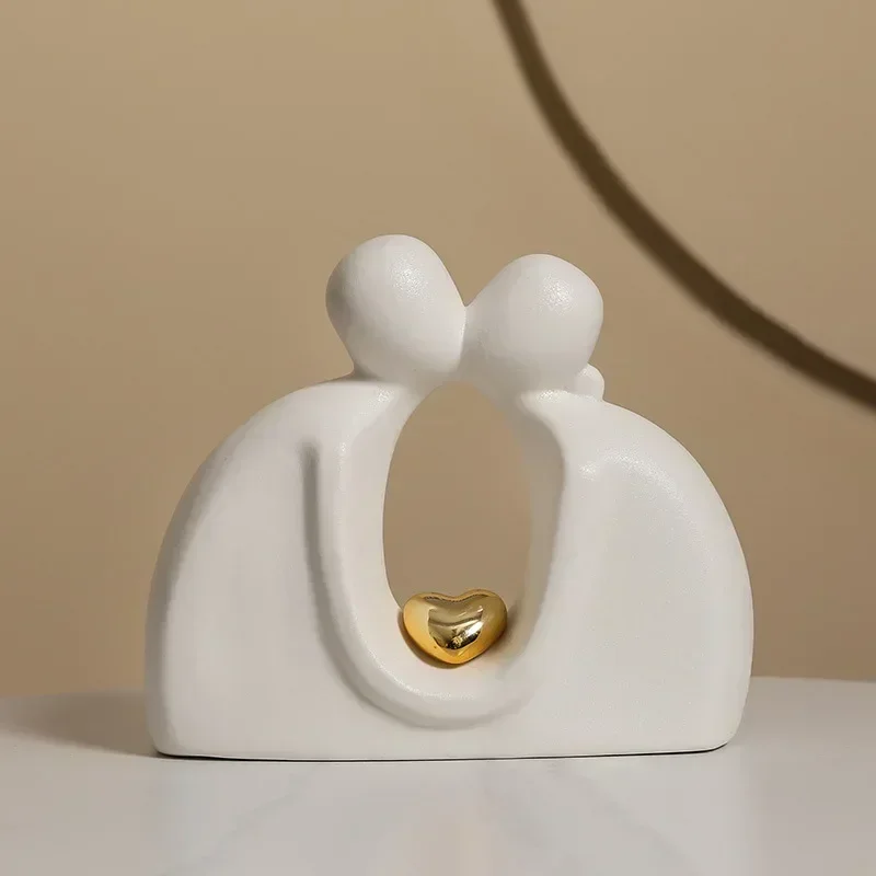 

3D керамические статуэтки, Современная черно-белая статуя для влюбленных, украшение для дома, гостиной, Свадебный декор для семейного дома