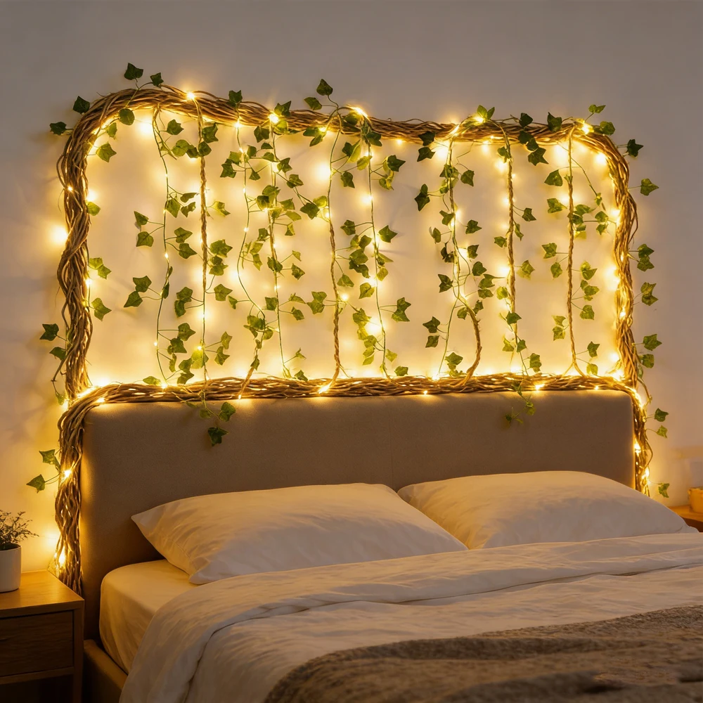 

Flower Green Leaf String Lights Artificial Vine Fairy Lights Battery Powered Christmas Tree Garland Light for Wedding Home Decor
