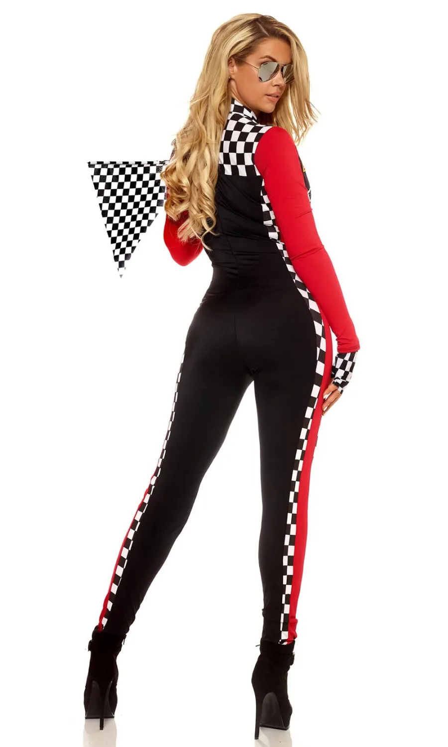 Halloween sexy Frauen Langarm Rennwagen Fahrer Kostüm Cosplay Racer Racing Girl Overall Uniform mit Handschuhen