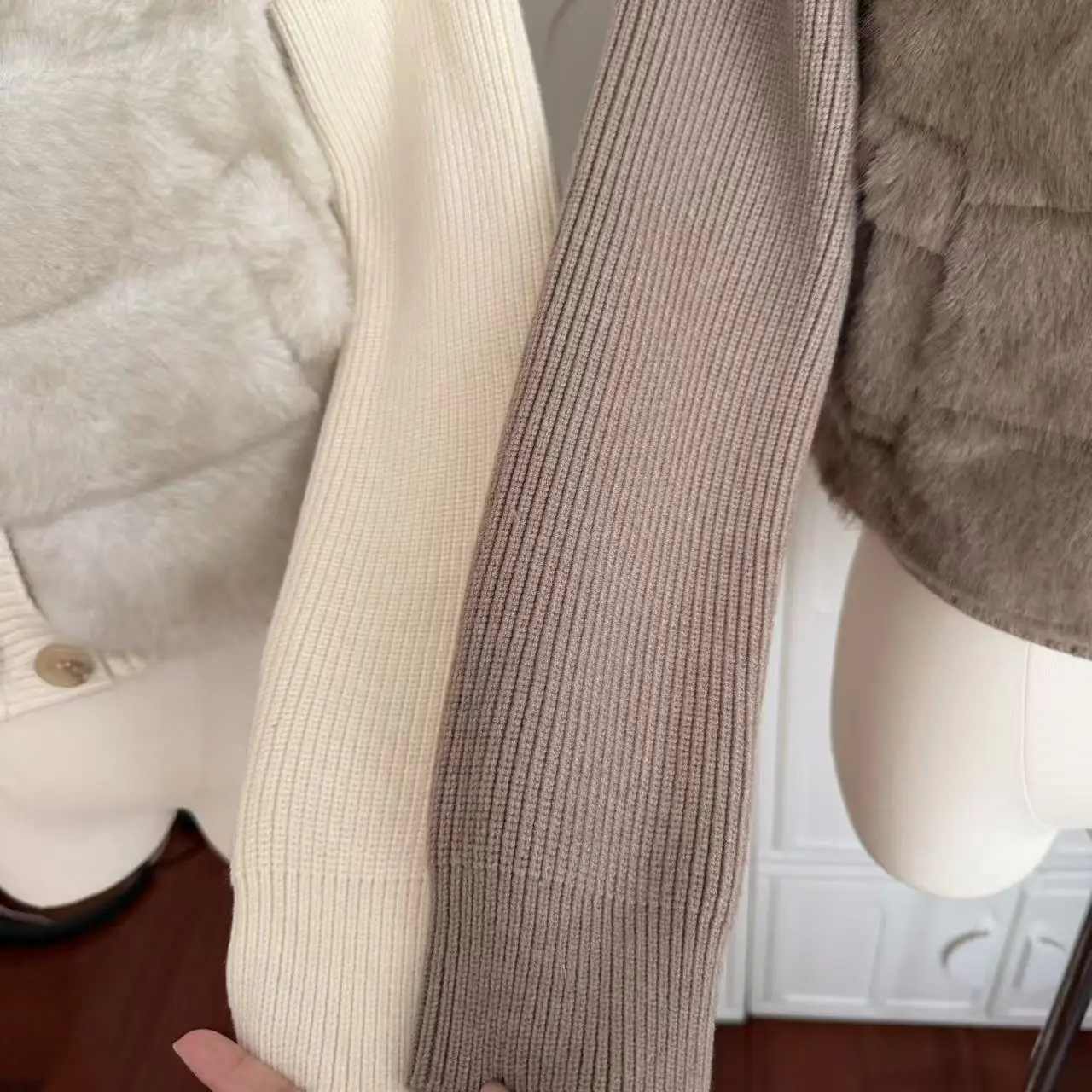 المرأة الخريف الشتاء فو المنك الشعر محبوك المرقعة واحدة الصدر معطف سيدة رفض طوق فو الفراء قصيرة أبلى #6