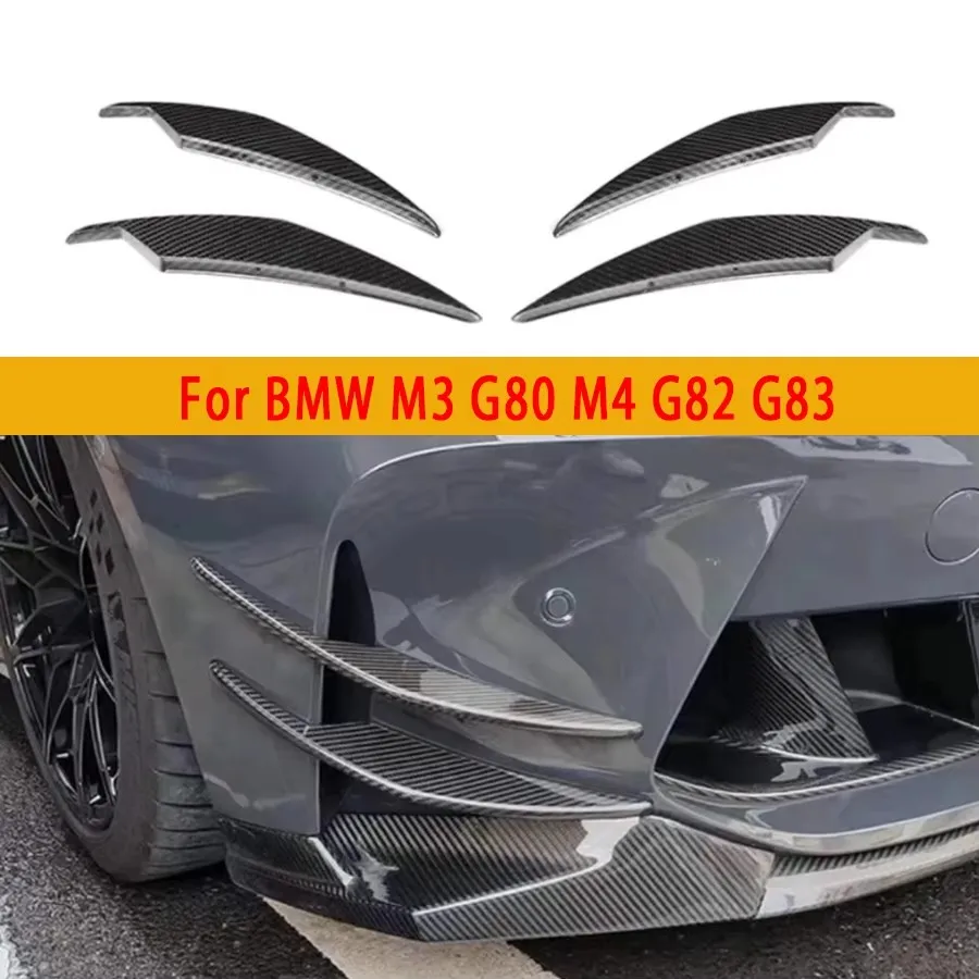For BMW M3 G80 M4 G82 G83 Carbon Fiber Car Front Bumper Wind knife Splitter Spoiler Canard Air Knife Trim AC Style Body kit