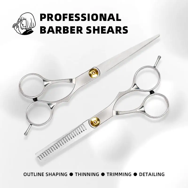 2Pcs Professional Hairdressing Scissors Sharp Stainless Steel Barber Shears for Home Salon Hair Styling Use