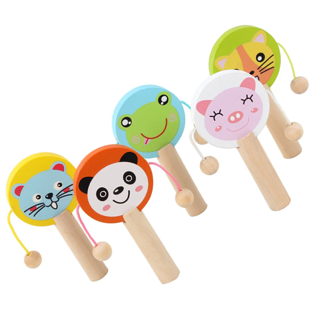 5 قطعة خشخيشة خشبية الكرتون تصميم المحمولة الطفل تهز أداة العملي على القدرة زراعة اللعب التفاعلي هدية