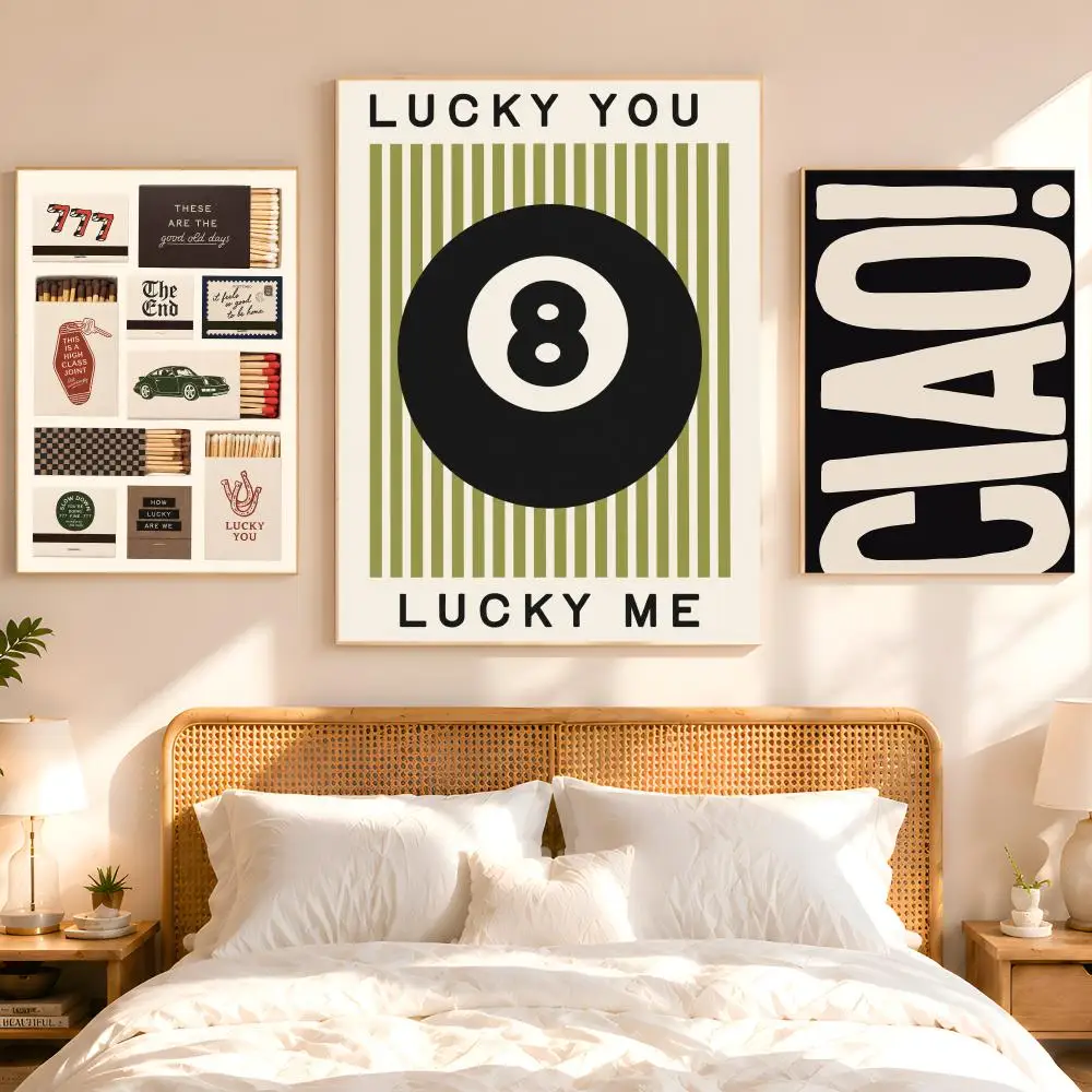 Lucky Eight Ball Matchbox Ciao Poster Home Living Bed Room Bar Hallway Sticky Wall Art Printing Aesthetic Decor
