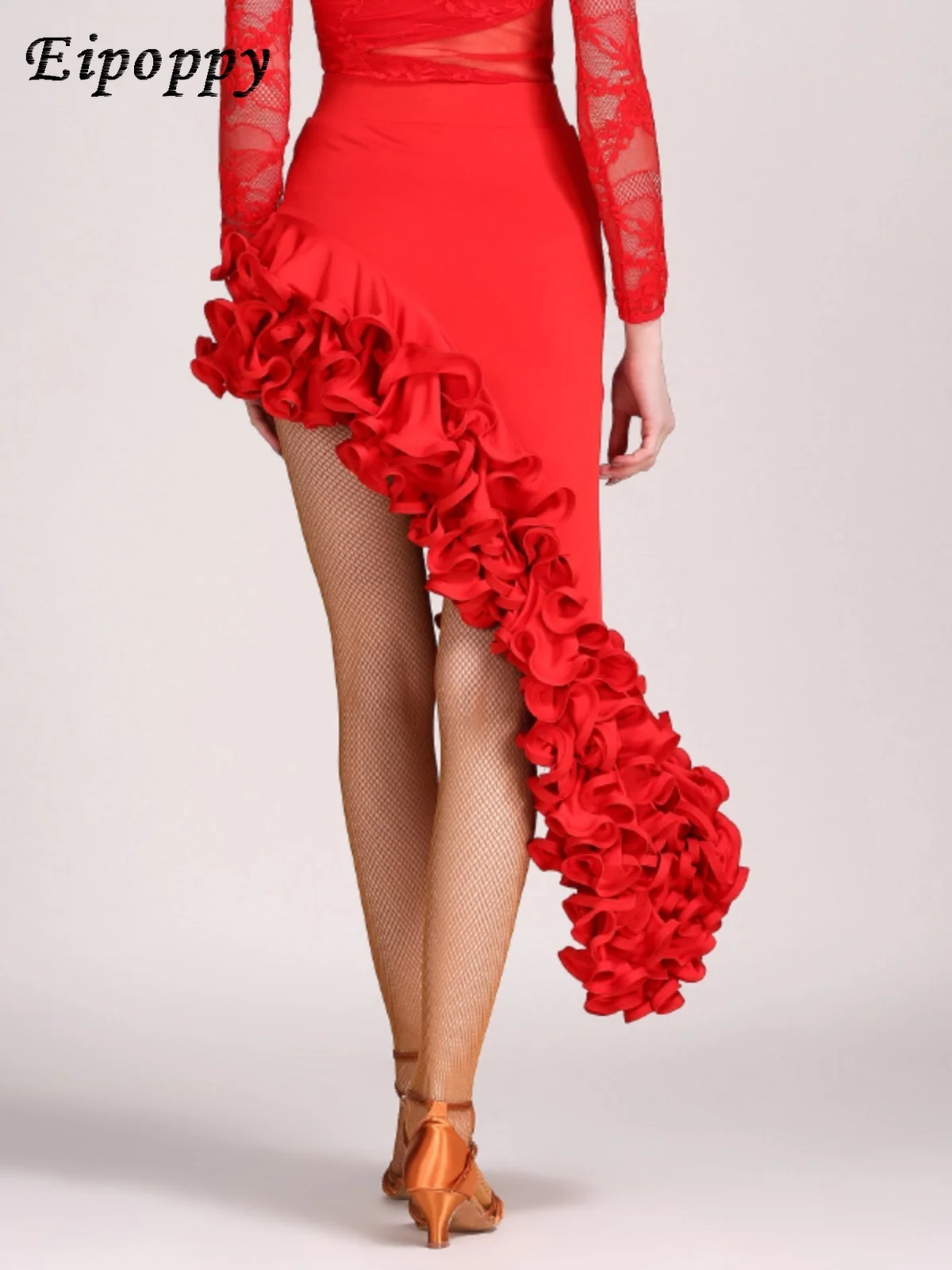 Gonna da ballo latino abbigliamento da ballo quadrato gonna a spirale irregolare con vita a V