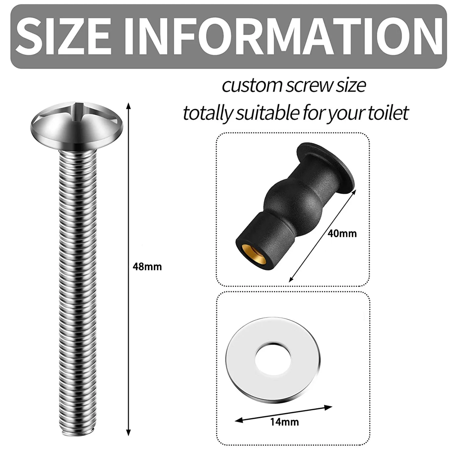 NOCM 10 Pieces Toilet Seat Screws Universal Toilet Expanding Screws Toilet Seat Hinge Bolt Replacement Rubber Blind Hole