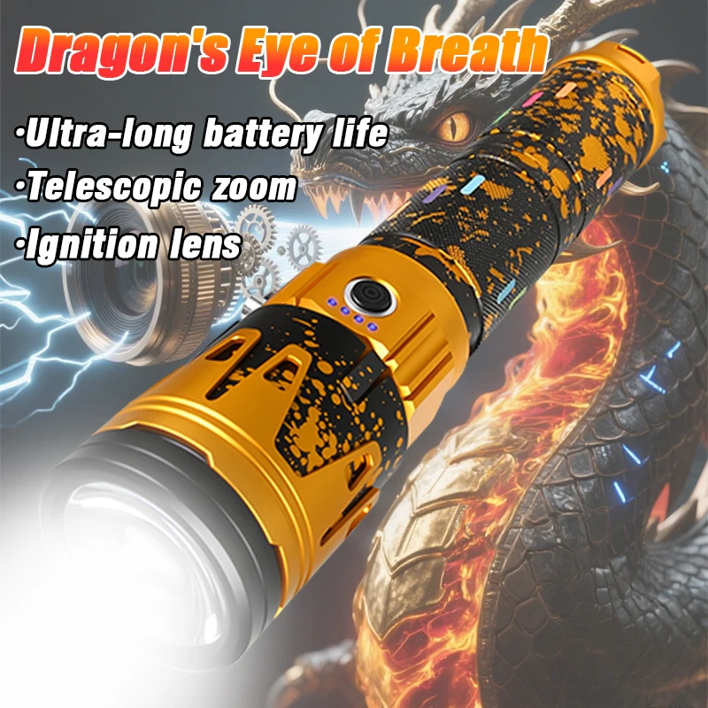 

BALDR 3000LM Outdoor Zoom Waterproof Flashlight Strong Light Focused Light Source Can Light Flame Torch Rechargeable Flashlight