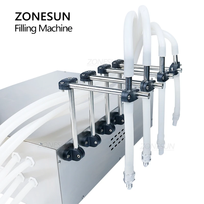 ZONESUN 17L/min Semi-Automatic 4 Nozzle Edible Palm Oil Lotion Shampoo Detergent Bottle Liquid Filling Machine
