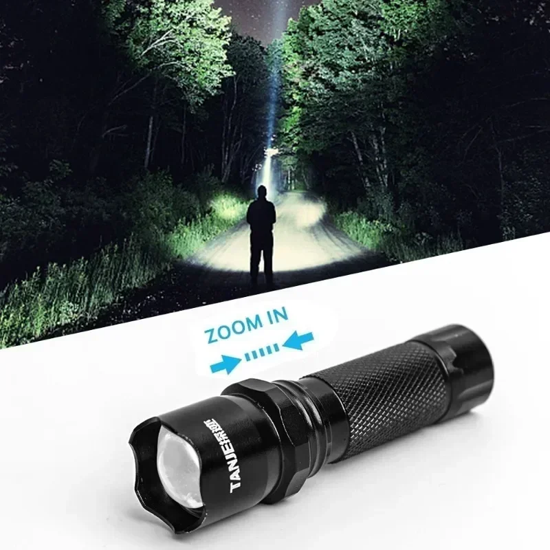 Portable LED Flashlight 3 Modes Telescopic Zoom Tactical Torch Lamp USB Charging Ultra-bright Flashlights Outdoor Camping Light