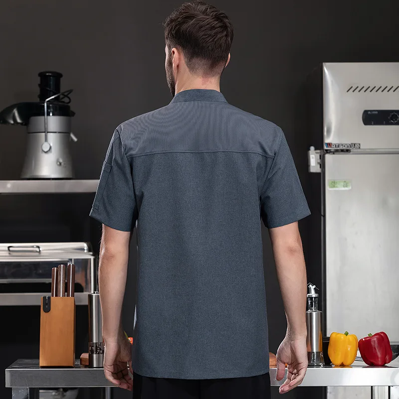 فندق مطعم المطبخ العمل موحدة قصيرة الأكمام سترة الطاهي مخبز المعجنات الشيف الصيف معطف المطبخ الأبيض