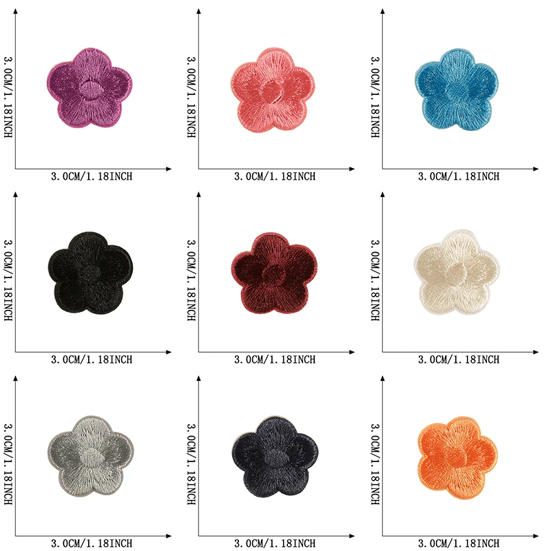 21 Stück kleine Pflaumenblüten süße Blumen selbstklebende Aufnäher zum Aufnähen für Kleidung bestickte Jacke Kinder Aufkleber Pack Lot Parches – Detail 2