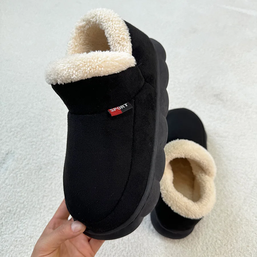 Shevalues Winter Männer Schuhe Flauschigen Fuzzy Männer Schuhe Mode Im Freien Gleitschutz Innen Warme Männer Hausschuhe Plattform Pelz Männer Schuh