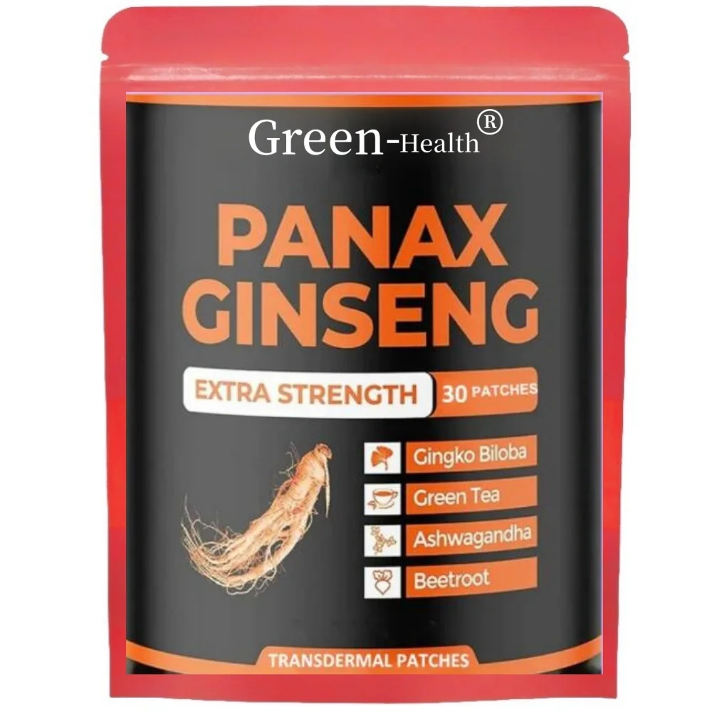 

Korean Red Panax Ginseng Transdermal Patches with Ashwagandha, Ginkgo Biloba, Support Strength, Energy Mood Balance 30 Patches