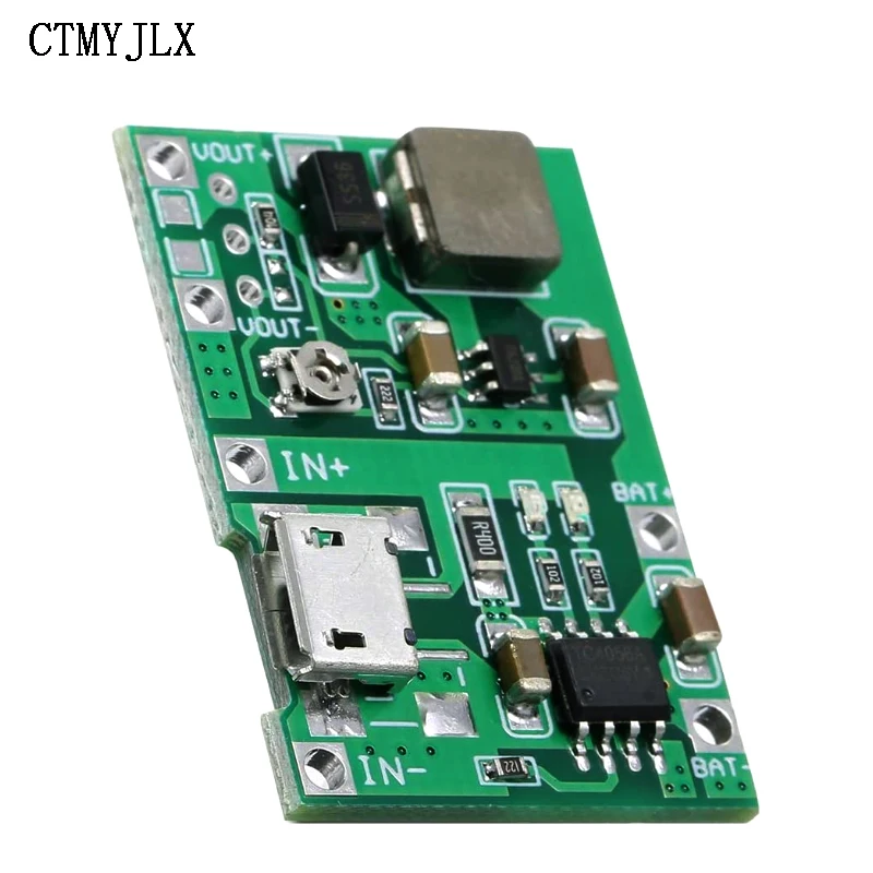 10pcs Adjustable Step Up 18650 Lithium Battery Charging Discharge Integrated Module 3.7V 9V 5V 2A Battery Charger Board TP4056