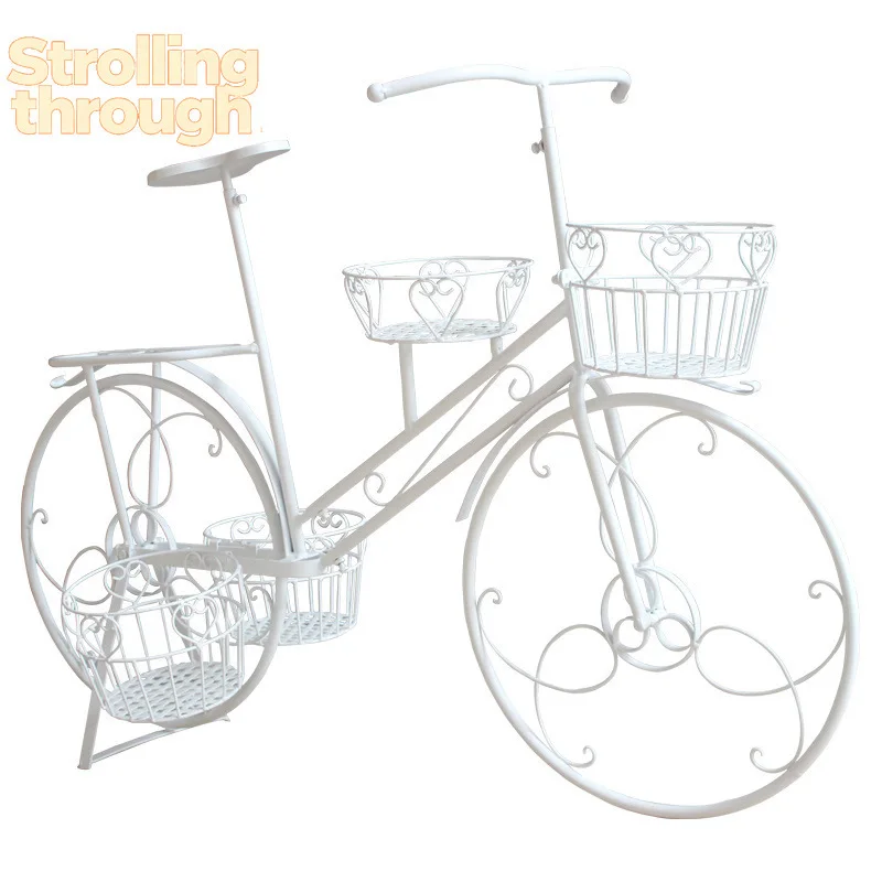 

Wrought iron flower stand creative bicycle flower outdoor courtyard garden balcony decorative ornament flower pot stand
