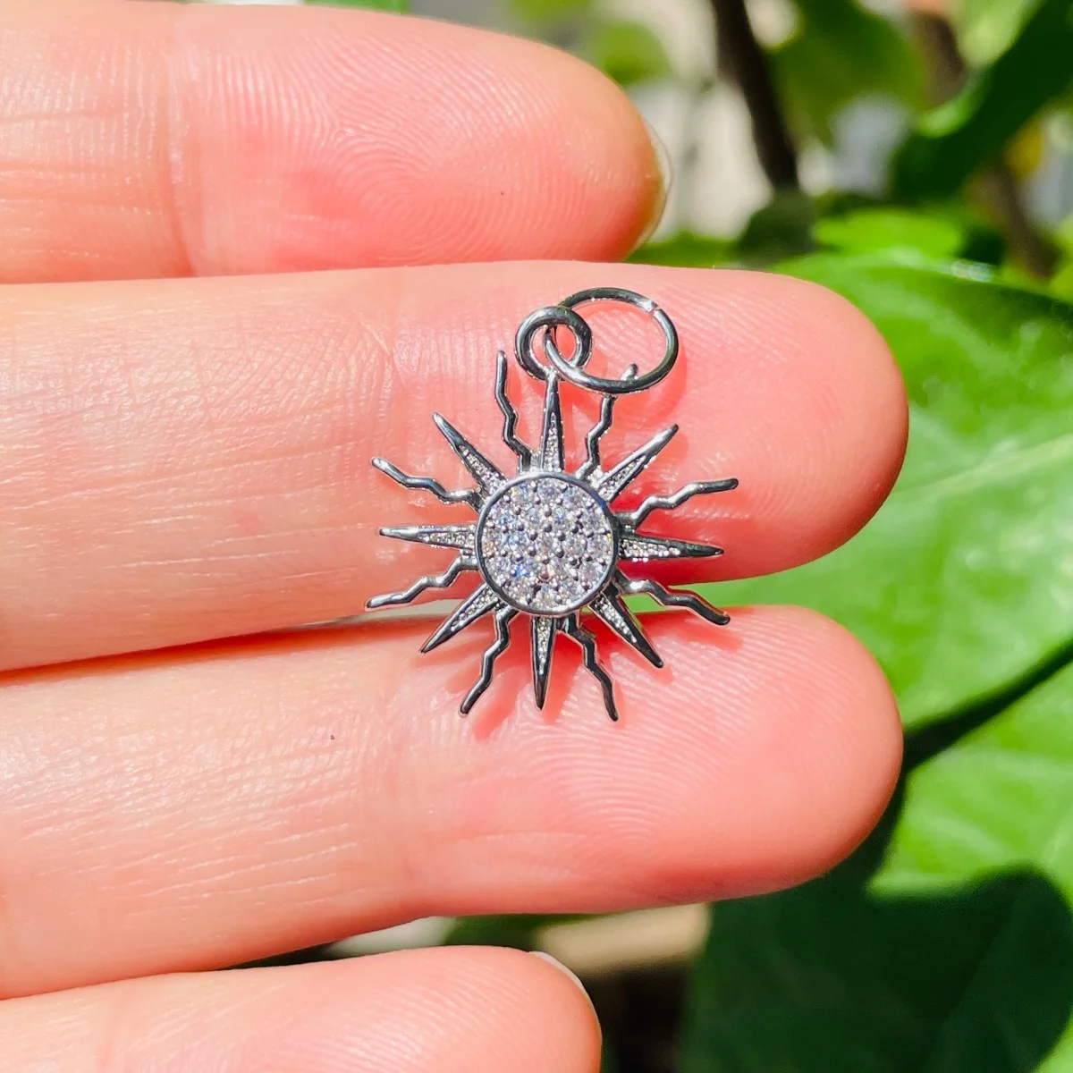 5pcs Small Size Zirconia Pave Sun Charm Trendy Exquisite Pendant for Bracelet Necklace Earring Waist Jewelry Handcraft Making