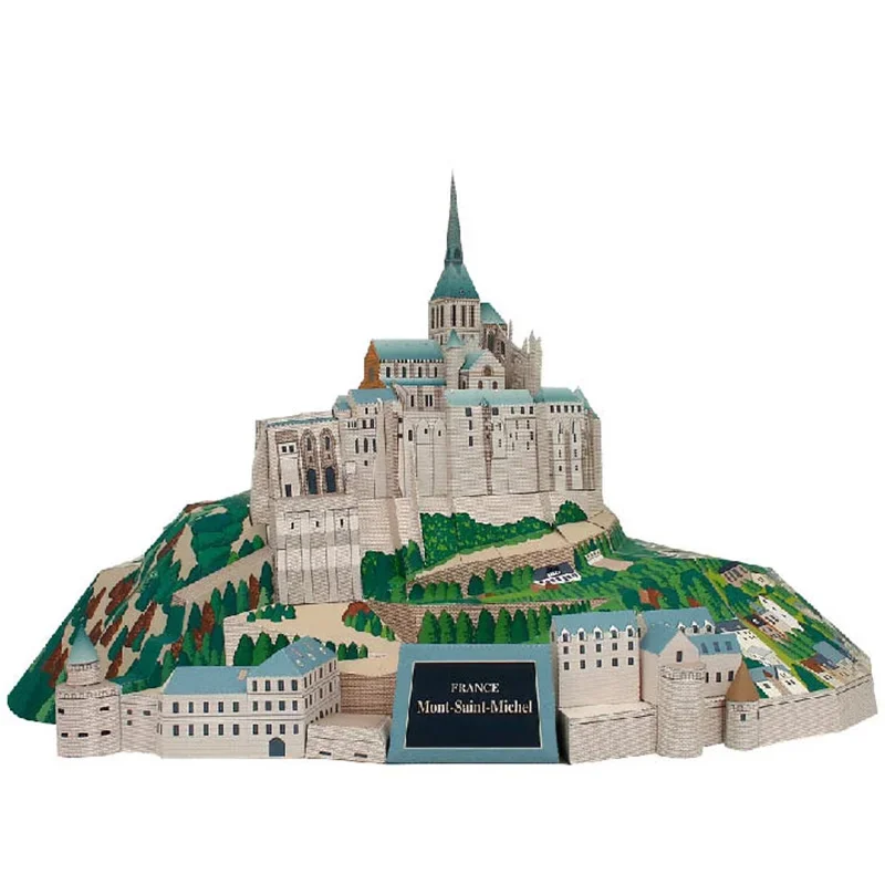 Francia Mont-Saint-Michel Mini 3D Modello di carta Casa Papercraft Arte fai da te Origami Edificio Adolescenti Giocattoli artigianali fatti a mano per adulti QD-162