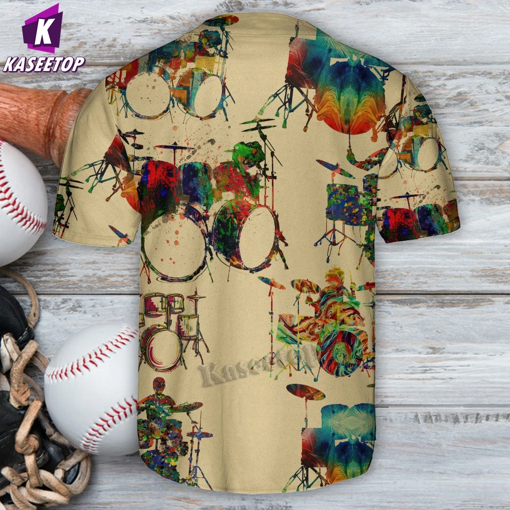 Drum Art Watercolor Men 3D Print Baseball Jersey Shirt Adult Summer Tee Shirt Mens Hip Hop Tops Tee Oversized Streetwear T-Shirt