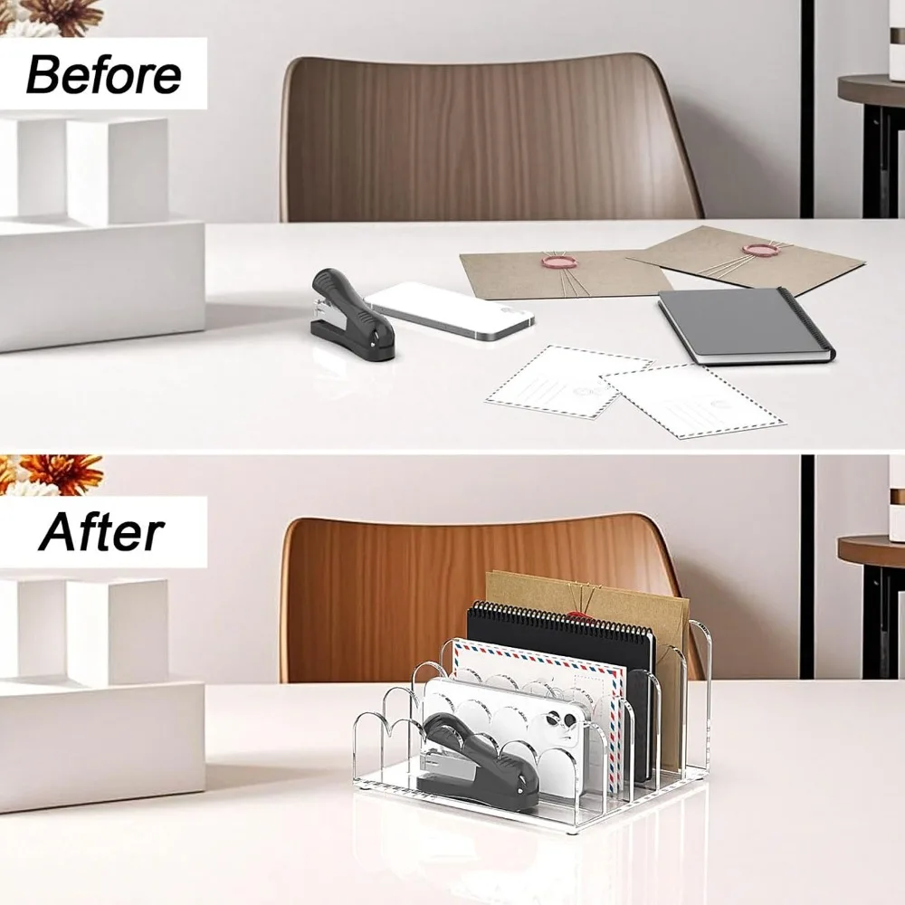 Easy Access Transparent Mail Organizer Acrylic 17.4 x 16.6 x 10.4cm Letter Sorter File Holder For Home