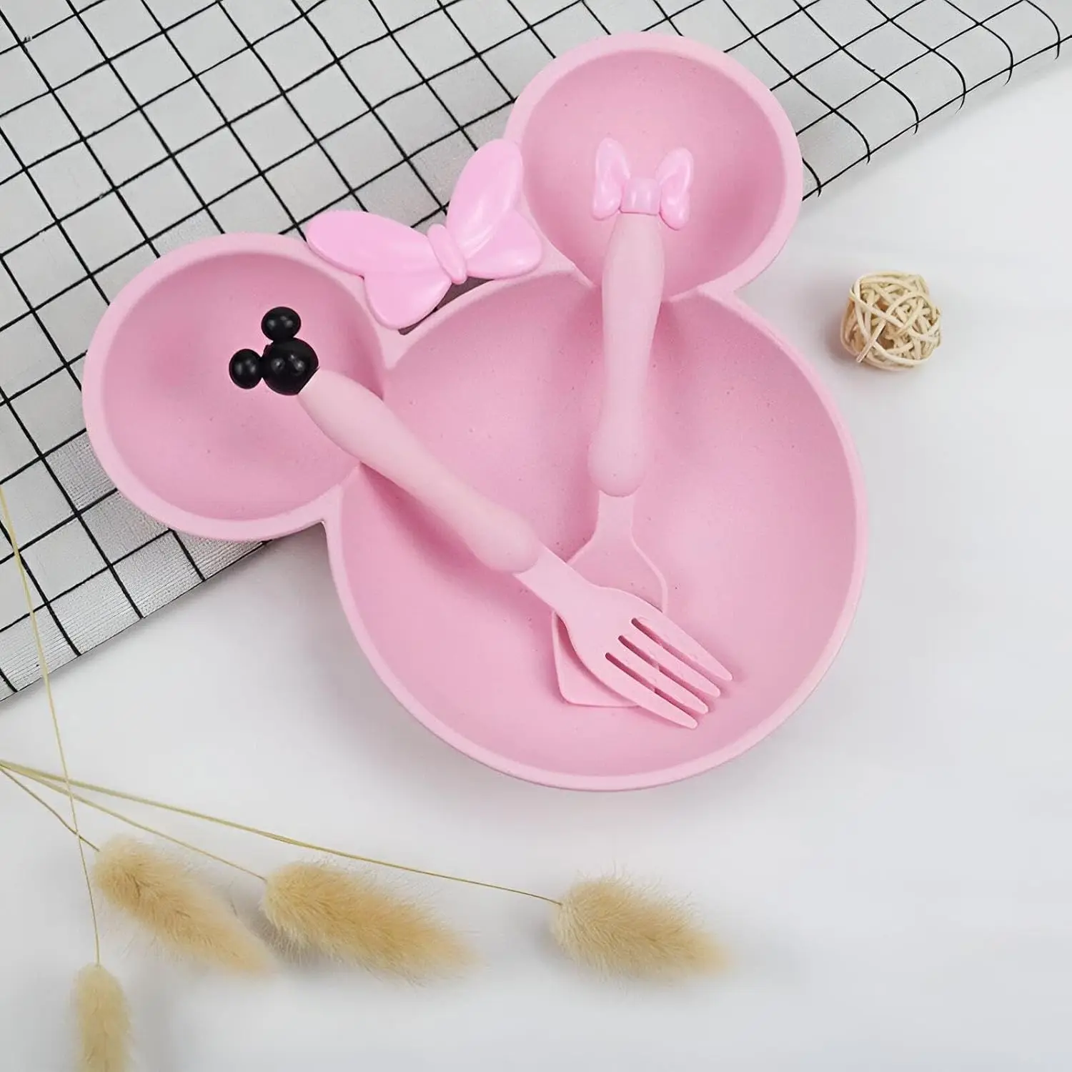Kindergeschirr, Kindergeschirr-Set, 3-teilig, Kunststoff, Löffel, Gabel, Kinder, Kleinkind, Teller, Schüssel, Geschirr, Teller-Set – Detail 1