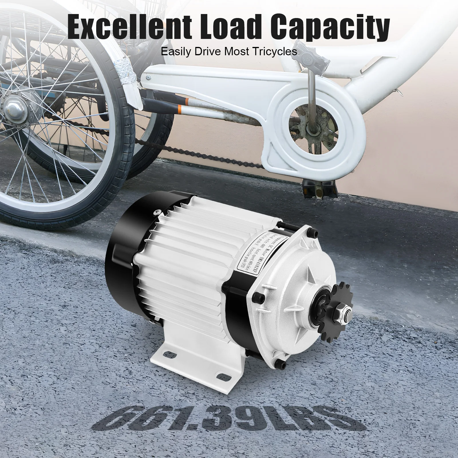 48 V 750 W EBike-Umrüstsatz, bürstenloser Motorsatz mit LED-Scheinwerfer und Freilaufadapter für Dreiräder, Rikscha, dreirädrig