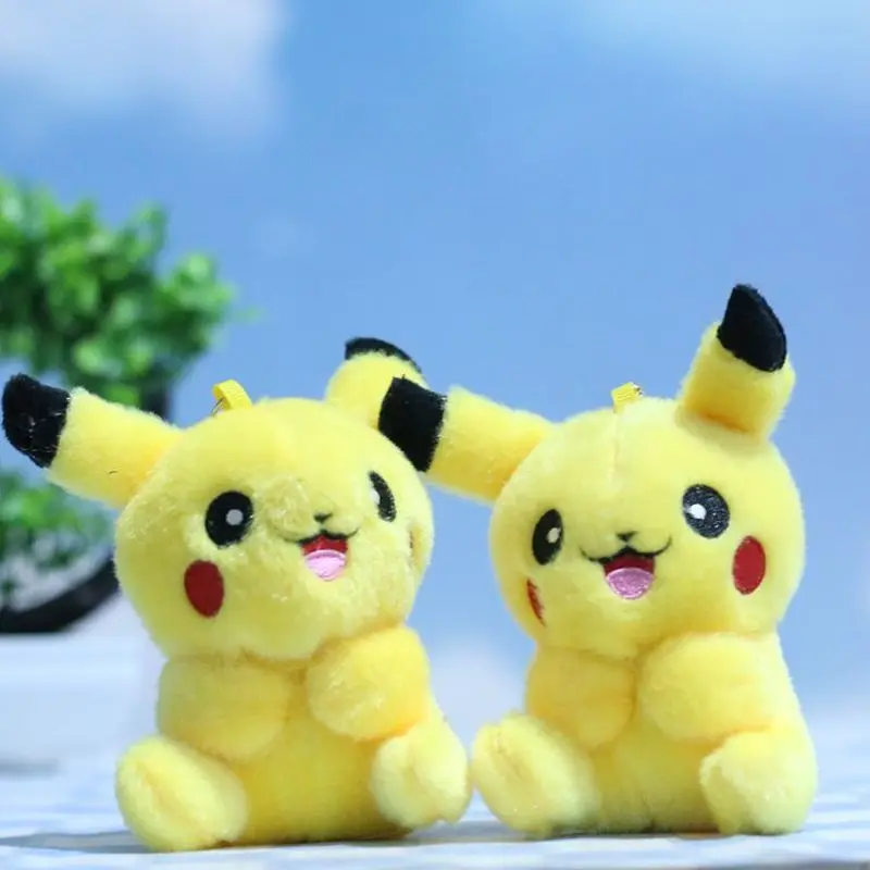 12cm New PokéMon Cute Pikachu Pendant Cartoon Plush Toy Bag Hanging Decoration Doll Keychain Claw Machine Doll Christmas Gift