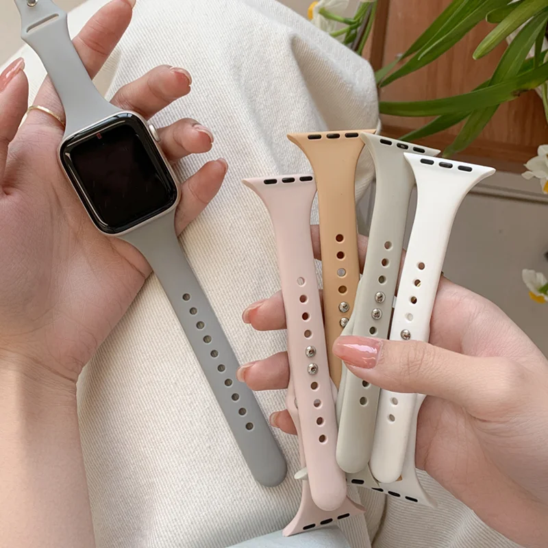 Hourglass Double Pin Silicone Watch Band For Apple Watch Series 11 10 9 8 7 6 5 SE Ultra Fits 49 46 45 44 42 41 40 38mm Unisex