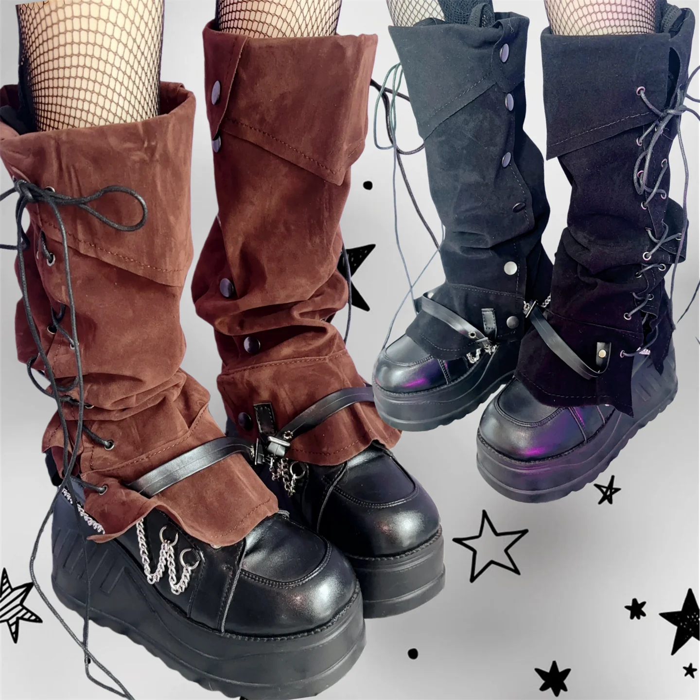 

European and American style Y2K hottie Yabi cultural cross-tether calf retro Maillard medieval trendy mid-calf socks