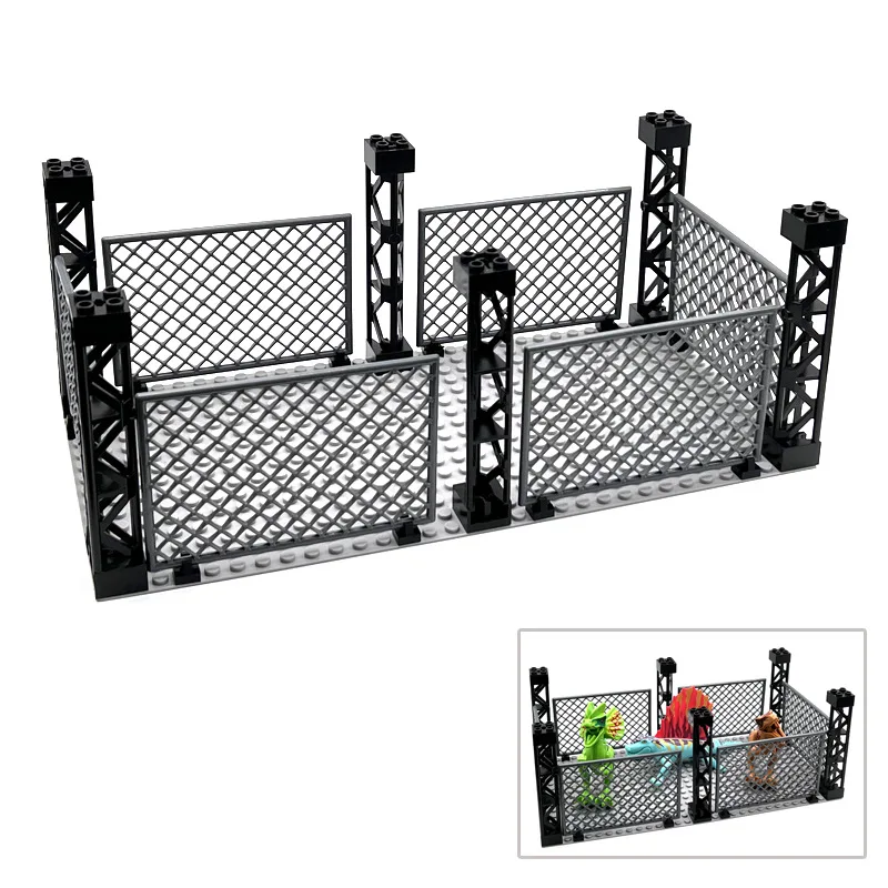 MOC Military Fence Protection Net Small Particle Building Blocks Accessories Compatible Dinosaur Cage Assemble Model Bricks Toys