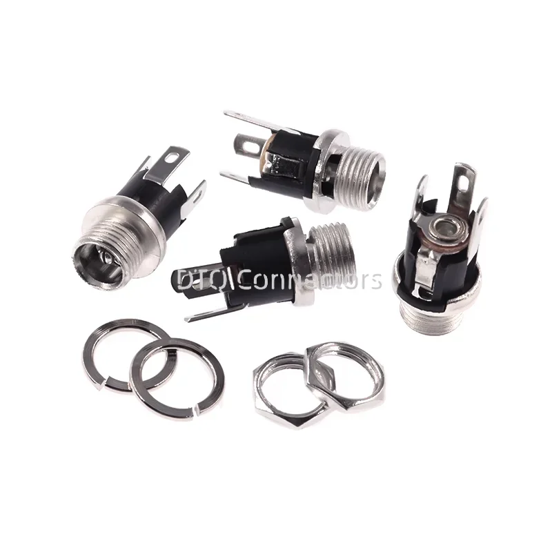 10Pcs 5.5x2.1mm 5.5x2.5mm Socket With Nut DC Power Jack Female Panel Mount Connector DC025 DC-025