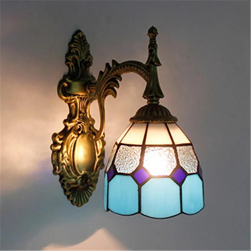 Turkish flower wall light Baroque Stained Glass Lampshade tiffany lamp Pyramid Art Bedside Lighting  bedroom decorations light image 6