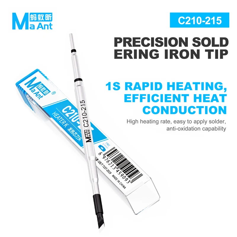 MaAnt C210-215 Precision Soldering Iron Tip Fast Heating High Power Anti-Oxidation Solder Iron Bit for Mobile Phones Repair Tool
