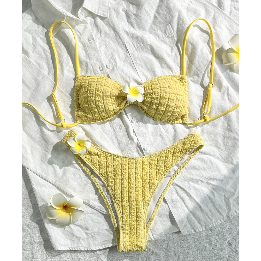 

Bikini Set Women Swimsuit Sexy Swimwear Low Waist Floral Triangle Adjustable Straps Beachwear Beach Bathing Suit