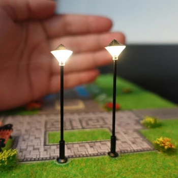3PCS HO דגם רכבת פנס רחוב LED פרק פנסי 3V רחוב מנורת ביצוע רכבת N דגם חצר מנורה הודעות/רכבת פריסה