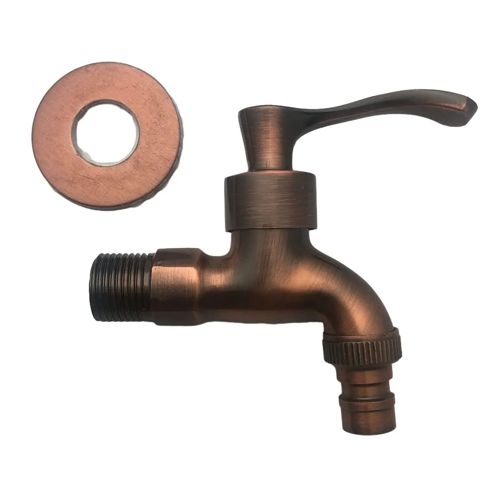 Antique Brass Basin Faucet Kitchen Garden Wall Mounted Lavatory Bathroom Mop Water Tap Washing Machine Vintage Faucet Taps