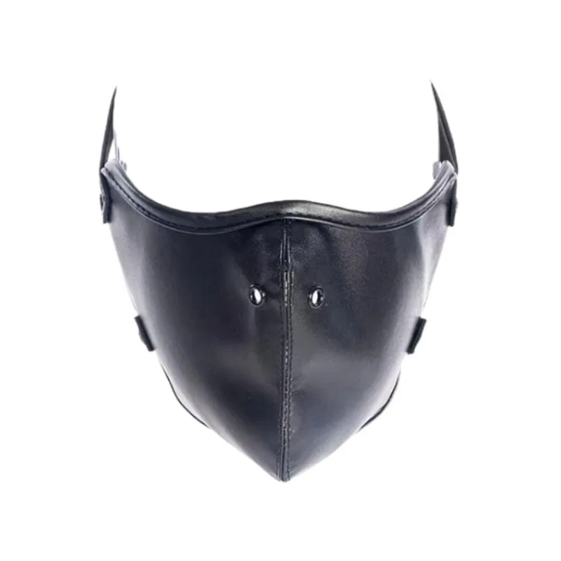 BDSM Bondage Harness Leather Hood Mask with Hard Ball Mouth Plug Ball Gag for Fetish Restraint Game Adult Pleasure Sex Toys