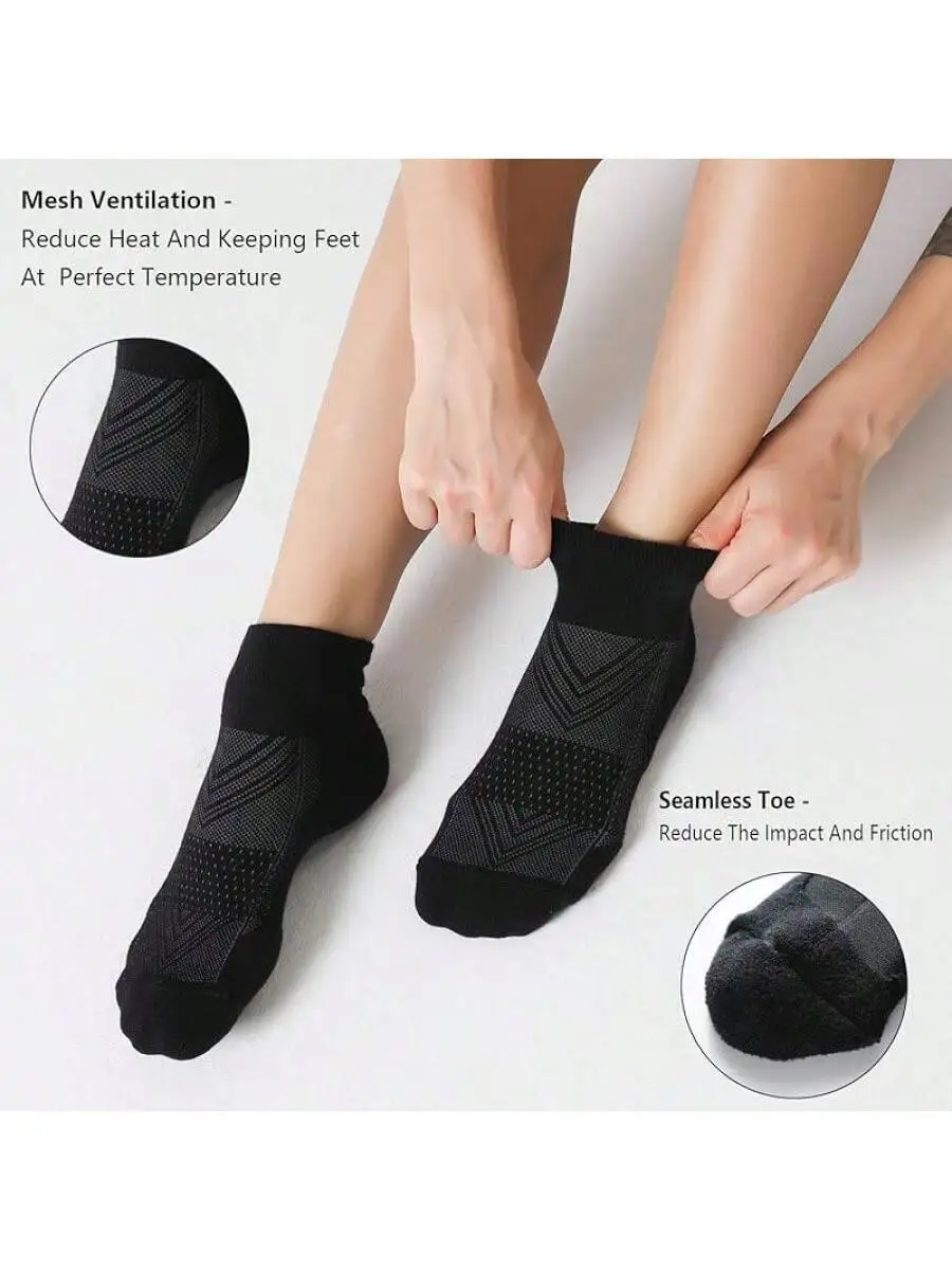 6 pares de calcetines tobilleros para correr para mujer con ventilación de malla y puntera sin costuras