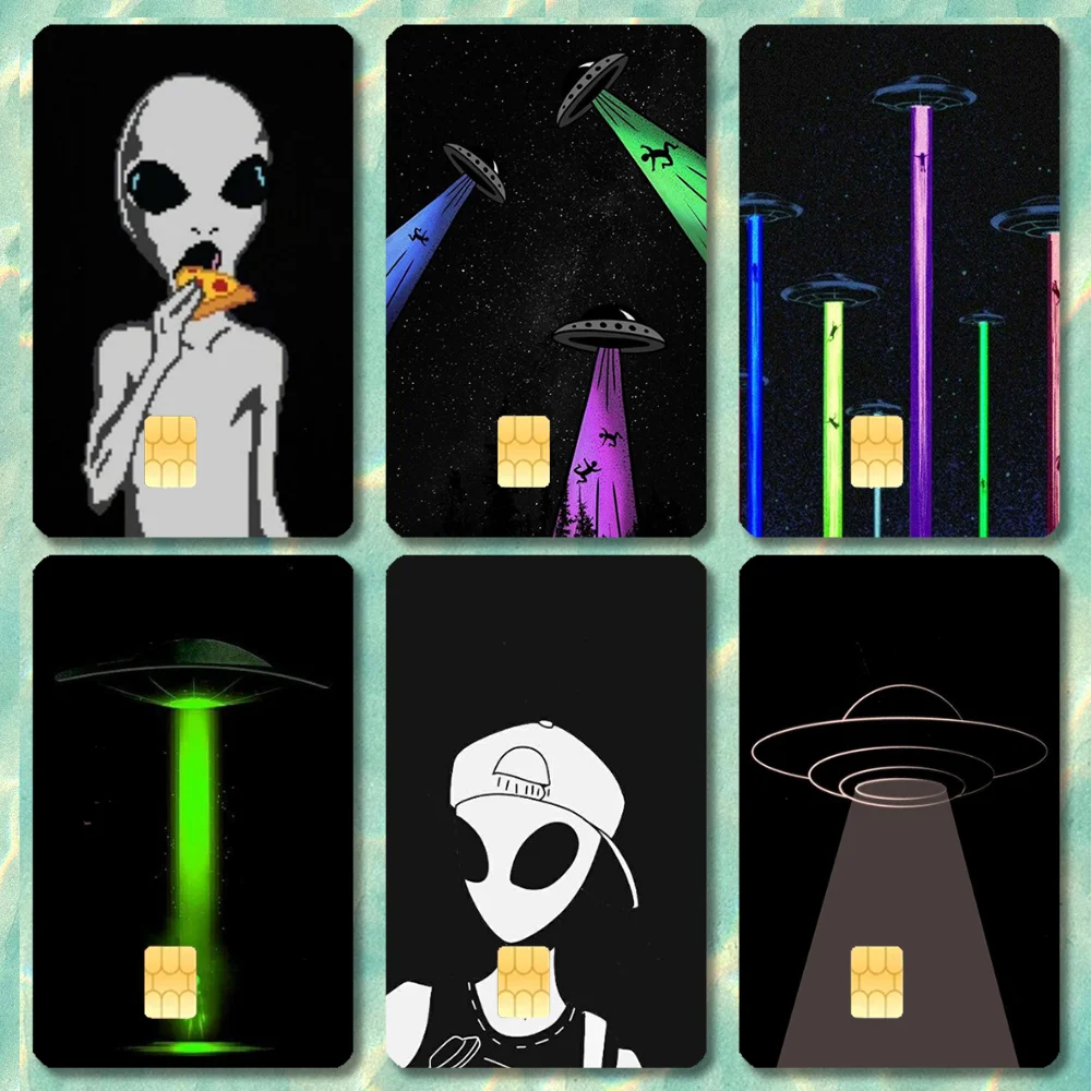 

Alien organisms UFO Stickers Cartoon Credit Card Visa Debit Bank Charge Card Bus Metro Waterproof Sticker Decal Decoration