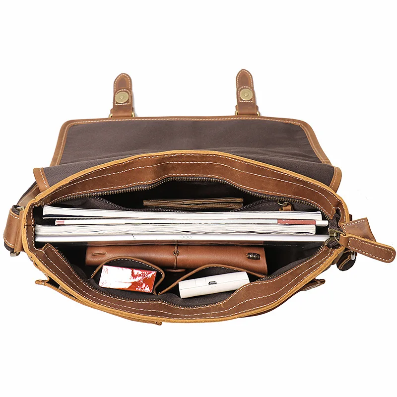 Large leather messenger bag for men real cowskin crossbody bags shoulder bags school bag of male for iPad PC big capacity